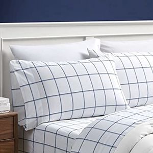 Nautica - Kingsize lakenset, katoenen percal beddengoedset, knapperig en cool, lichtgewicht en ademend (plot blauw, kingsize)