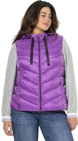 Ulla Popken - Hyprar - Gewatteerd Vest - Donkerviolet - Waterafstotend - Afneembare Capuchon