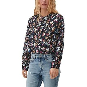 s.Oliver Jacquardblouse voor dames met knoopdetail, blauw, 38