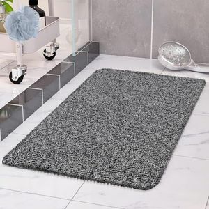COSYLAND Douchemat, antislip, 40 x 80 cm, douchemat met afvoer, zachte pvc-luffa, antislipmat voor badkuip, sneldrogende badmatten, (wit + zwart)