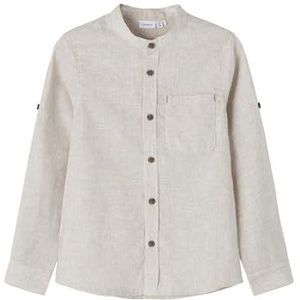 NAME IT Nkmfish Ls Shirt Ff Noos Shirt voor jongens, Brown Lentil/Detail: gestreept, 158/164 cm