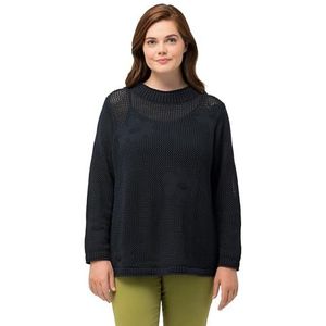 Ulla Popken Dames Flower with Hole Knit Pullover, zwart, 58/60 NL