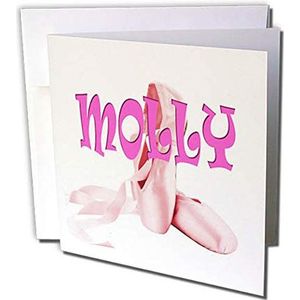 3dRose gc_272780_1 wenskaart"Molly Pink balletschoenen", 15,2 x 15,2 cm, 6 stuks
