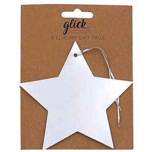 Glick Luxe Kerst Gift Labels, Zilveren Folie Ster Xmas Gift Tags (Pack 6) MTX05, Veelkleurig
