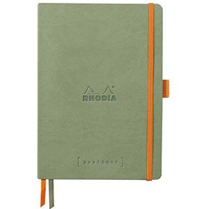RHODIA 117805C Notitieboek, Bullet Journal, Goalbook, Celadon, A5, 14,8 x 21 cm, gestippeld, 240 pagina's, lichtbruin papier, 90 g/m², 2 banden, elastische sluiting, kunstleer