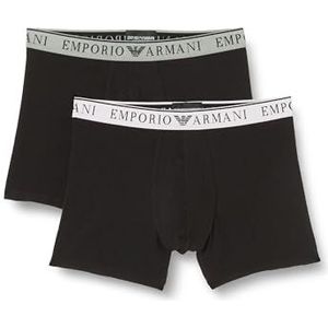 Emporio Armani Heren Stretch Katoen Endurance 2-pack midwaist boxershorts, zwart/zwart, XL, Zwart/Zwart, XL
