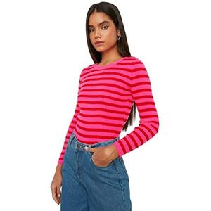 Trendyol Dames Red Striped Knitwear Sweatshirt Sweater, L