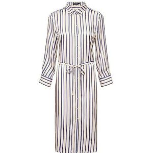 Soaked In Luxury Dames-shirt, jurk, onder de knie, lang, met lange mouwen, tailleriem, Coastal Fjord Stripe, L