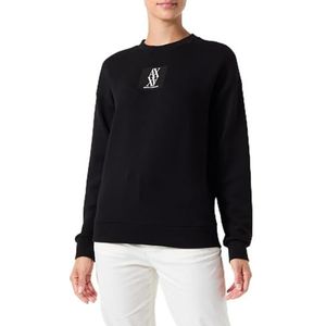 Armani Exchange Sweatshirt met vierkant logo, ronde hals, zwart, XL
