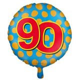 PD-Party 7042131 Gelukkig Folie Ballonnen Happy Balloons Viering Feest Decoraties - 90 Jaren, Blauw/Goud, 46cm Lengte x 46cm Breedte x 46cm Hoogte