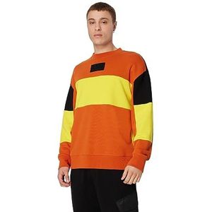 Armani Exchange Heren Cotton French Terry Colorblock Pullover Sweatshirt, oranje/geel, XL