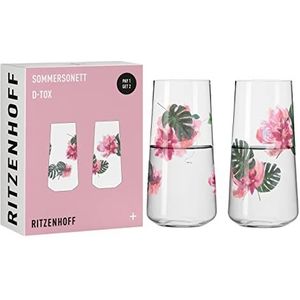 Ritzenhoff 6151001 Universele glasset, serie zomersonet, 2 stuks met bloemenmotief, Made in Germany