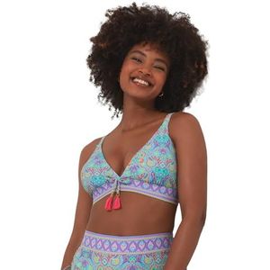 Joe Browns Vrouwen gerecyclede inhoud heldere tegel print plunge bikini top, blauw, 10, Blauw Multi, 40