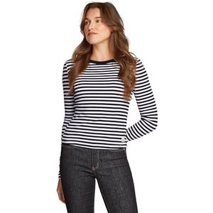 Calvin Klein Jeans Dames Woven Label Rib Lange Mouw J20J224454, Overige Tops, Zwart, S, Zwart (Ck Zwart/Heldere Witte Streep), S