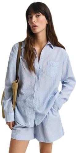 GANT - Rel Tonal Striped Seersucker - Damesblouse - Vers Blauw