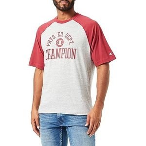 Champion Legacy Athletics-S-s Crewneck T-shirt voor heren, Grigio Melange/Rosso Tbr, XL