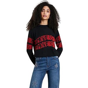 Desigual JERS Amore Pullover Sweater voor dames, zwart, L