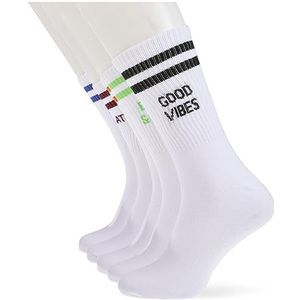 JACK & JONES JACSTATEMENT TENNIS SOCKS 5 PACK, Wit/Pack: Wit - Wit - Wit - Wit, One size