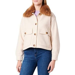 ONLY Onlemma Short FUR Shacket OTW Jacket, Pumice Stone/Detail:Melange, XL (2-pack)