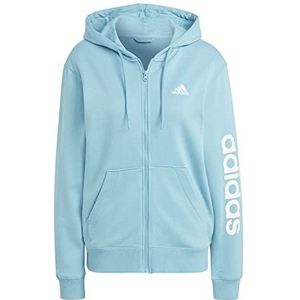 adidas Dames Essentials Linear Full-Zip French Terry Hoodie, Preloved Blue/White, XS