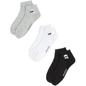 Karl Lagerfeld International B.V ikon sneaker sock 3 pack, zwart/wit/grijs, 35-38, Meerkleurig, 35-38 EU