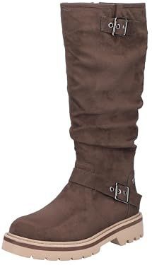 Rieker - Laarzen - Bruin - Blokhak - Ritssluiting - Gespsluiting