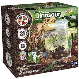 Science4you Dinosaurus Terrarium Kit - Terrarium + Glow in the Dark Dinosaurussen voor Kinderen, 21 Jurassic Stickers, Speelgoed en Spelletjes voor Kinderen, Geschenken voor Jongens en Meisjes 6+ Jaar