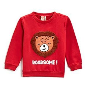 Koton Applique Detail Sweatshirt Crew Neck Cotton Sweatshirt Kinderen Baby's, rood (420), 12/18 meses
