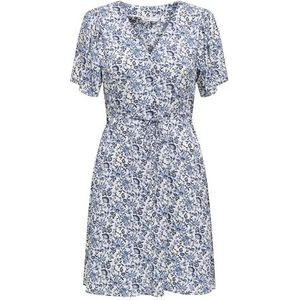 ONLY - ONLEVIDA - Blousejurk - Marine - Viscose, Pofmouwen, Knoopsluiting, Bloemenprint