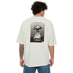 Trendyol Heren Mint mannelijk oversized pasvorm ronde kraag korte mouwen print T-shirt, extra klein
