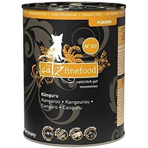 catz finefood Purrrr Kangoeroe, monoproteïne, nat kattenvoer, N° 107, voor voedingsgevoelige katten, 70% vleesgehalte, 6 x 400 g blik