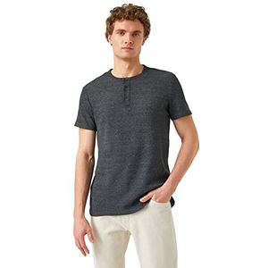 Koton Basic T-shirt voor heren met button neck, Antraciet (045), M