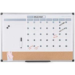 Bi-Office Dry-erase Maandelijkse planner 3-in-1, Kunststof frame, 90 x 60 cm