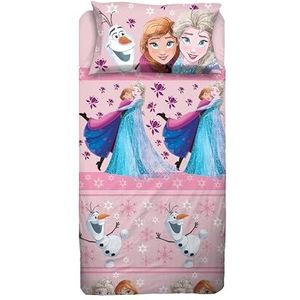Frozen Disney Beddengoedset, 100% katoen, officieel product voor Frans bed, Disney, bedlaken, kussensloop, roze