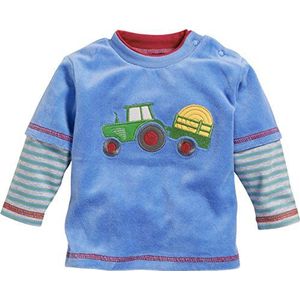 Schnizler Baby-jongens sweatshirt Nicki Tractor shirt met lange mouwen, blauw (7)., 56 cm