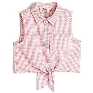 Koton Girls Crop Shirt Mouwloos Front-Tie Detail Gingham Patroon, Pink Check (2c7), 5-6 Jaar