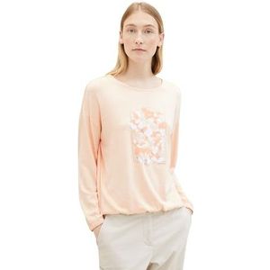 TOM TAILOR T-shirt met lange mouwen voor dames, 34911 - Licht Koraal Melange, XL