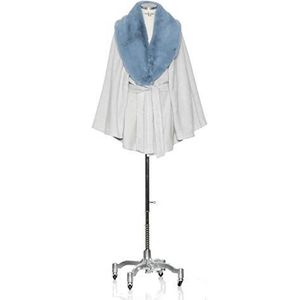 möve Cashmere & Cotton Cape met afneembare kraag van imitatiebont, één maat, van 85% katoen/12% modal, 3% kasjmier, moonlight