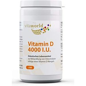 Vita World Vitamine D3 4000 I.U. - 100 Capsules - VEGAN - Gemaakt in Duitsland