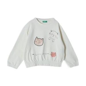 United Colors of Benetton Sweatshirt met capuchon voor meisjes en meisjes, Wit, 1 jaar