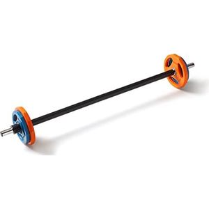 NXT Level 5.BARBELLSET Basic Fit - Barbell Set - Halterstang Met 4 Gewichten - Inclusief Halterklemmen - 2 x 2.5 kg En 2 x 1,25 kg, Zwart/Oranje, 68 x 22 x 8 cm