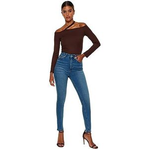 Trendyol Vrouwen Hoge Taille Skinny Fit Regular fit Jeans,Blauw,32, Blauw, 58