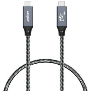 Energizer - USB-C naar USB-C kabel -PD snel opladen 240W - Gevlochten nylon compatibel met nieuwe iPhone 15, Samsung S23 serie (80cm) - Zwart/Grijs