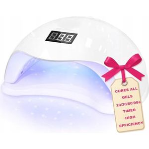 LALILL Nageldroger met uv-/ledlamp, 48 W, wit, nageldroger voor alle gelpolishlak, hybride, timer 10/30/60/99 seconden, infraroodsensor, lcd-display, uitharden, nagelmodellering, manicure
