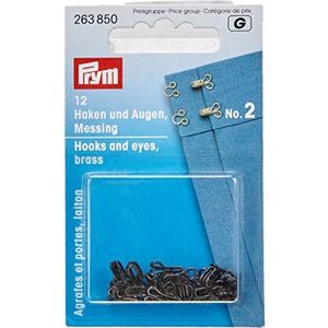 Prym 263850 - haken en ogen nr. 2, materiaal: messing, kleur: zwart, diameter 16 mm, 12 stuks, 16mm