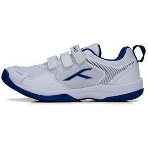 HUNDRED Court Star Non-Marking Badminton Shoes for Kids | Lightweight | X-Cushion Protection | Suitable for Indoor Tennis, Squash, Table Tennis, Basketball & Padel (White/Navy, EU 37, UK 3, US 4)