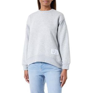 Koton Dames Crew Neck Zipper Detail Tag Printed Sweatshirt, grijs gemêleerd (grm), M