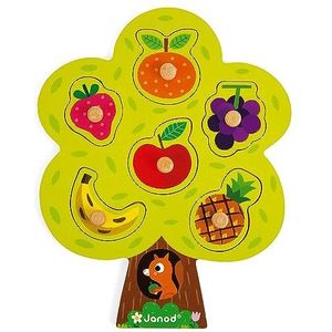 Janod - Fruit Tree Puzzle - 6 Pieces + 1 Board - Wooden Early Learning Toy - Educational Game, Develop Memory - From 18 Months Old, J07061