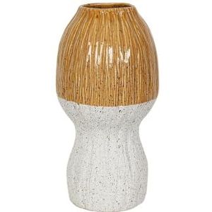 Romimex Vaas, geel, wit, keramiek, 19 x 37 x 19 cm