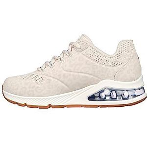 Skechers Uno 2""-Kat-Neato Sneaker voor dames, gebroken wit, tonale, durabuck mesh met luipaardprint, 39,5 EU